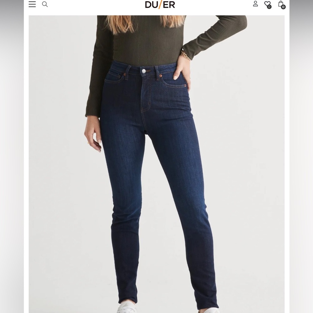 DUER 4 way flex jeans NWT dark blue jean